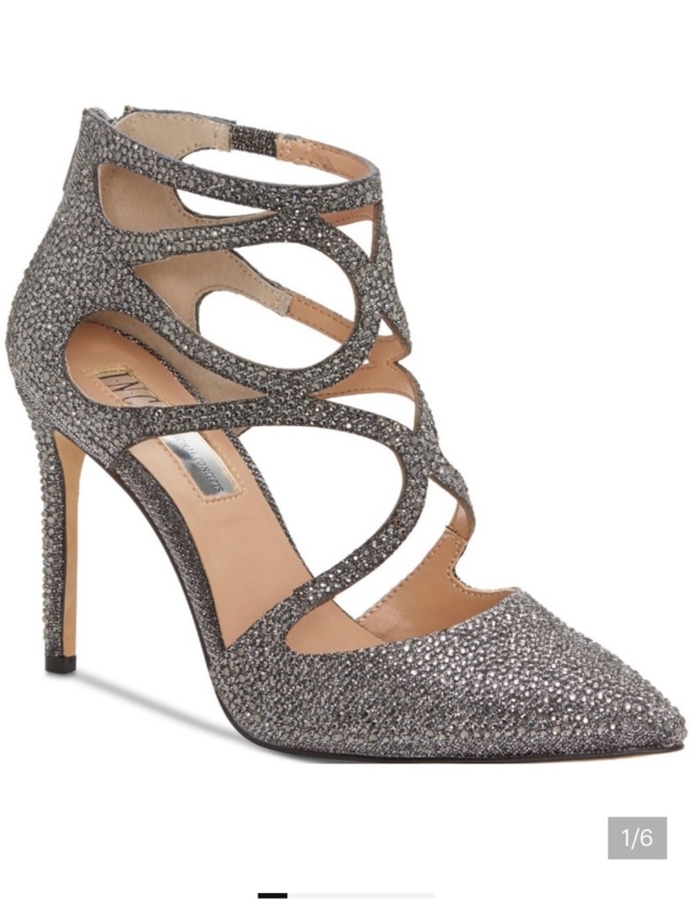 INC International Concepts Pewter Bling Heels Size 9.5